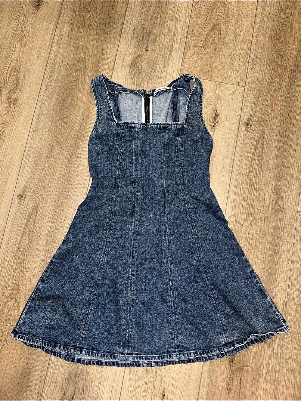 Abercrombie & Fitch The A&F Mila Squareneck Denim Mini Dress Blue Small